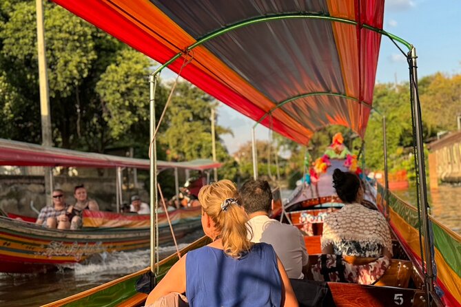 Bangkok 3-in-1 Tour: Longtail Boat,TukTuk & Street Food Adventure - Long-tail boat along Bangkok Yai: canals and Big Buddha temple views