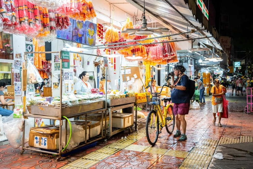 Bangkok by Night Cycling Tour with Street-food Meal - Memorial Bridge, Grand Palace, and the skyline glow