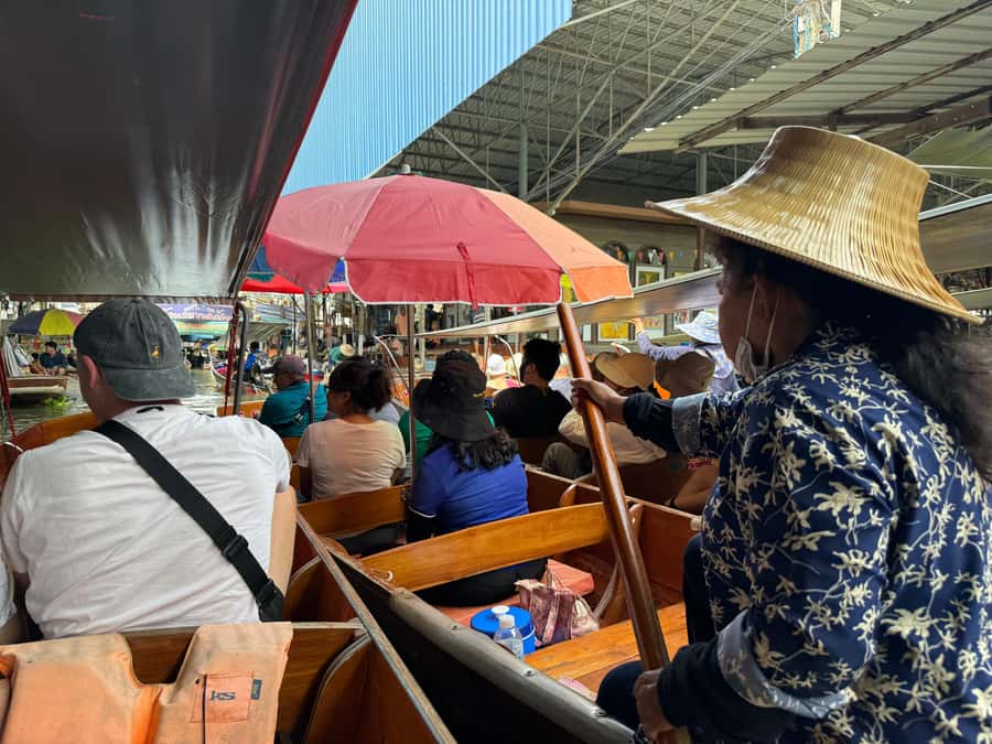 Bangkok: Damnoen Floating Market & Train Market Private Tour - Switching to the canal: pier time and the boat ride setup