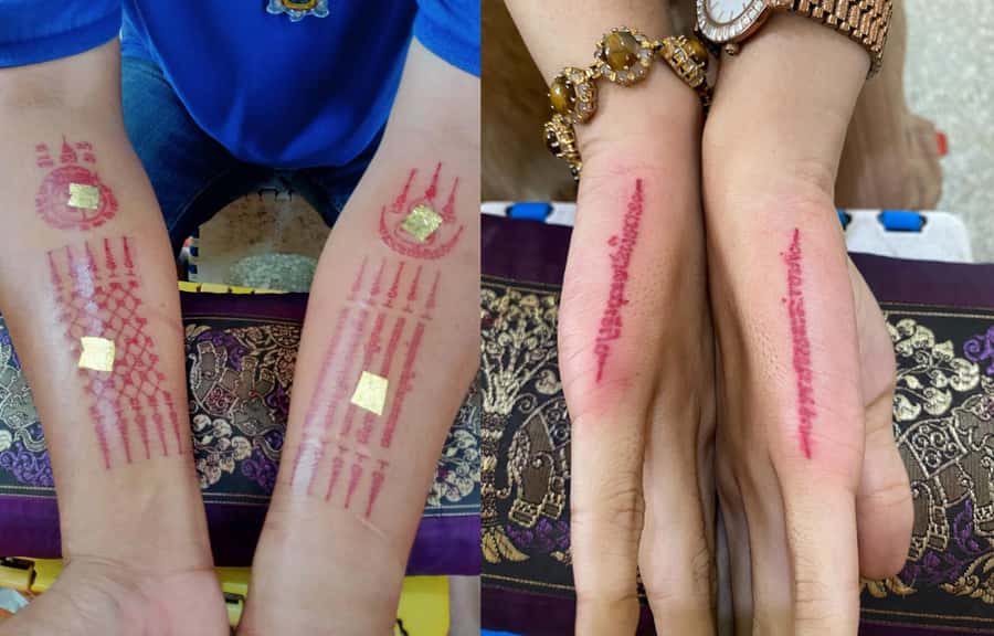 Bangkok: Hand Poked Thai Tattoo Guide at Wat Bang Phra - The Hand-Poke Tattoo Session: Traditional, Slow, and Painful