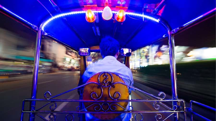 Bangkok: Lebua Sky Bar & China Town Street Food by Tuk Tuk - Wat Suthat, Sao Chingcha, and the night-walk sequence