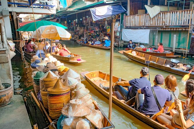 Bangkok: Railway and Floating Market Tour + Dragon Temple - Maeklong Railway Market: watch the goods slide aside for the train