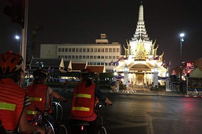 Bangkok Sunset Ride - Wat Arun after dark: Temple of Dawn, lit up right