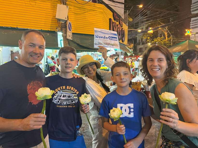 Bangkok Tuk-Tuk by Night with Chinatown Street Food Meal - Pak Khlong Talat flower market: lotus folding and night-market senses