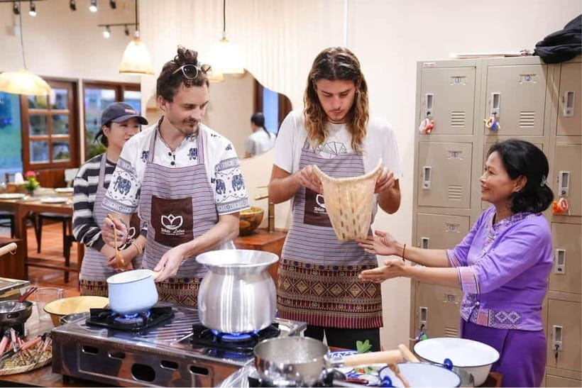 Bangkok: White Lotus Thai Cooking Class with Market Tour - Back in the Kitchen: Making Fresh Coconut Milk for Sticky Rice