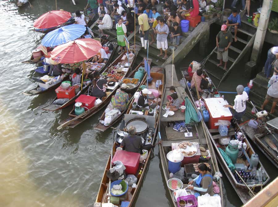 Floating Market Full-Day Bicycle Tour from Bangkok - Damnoen Saduak floating market: canal life from water and shore