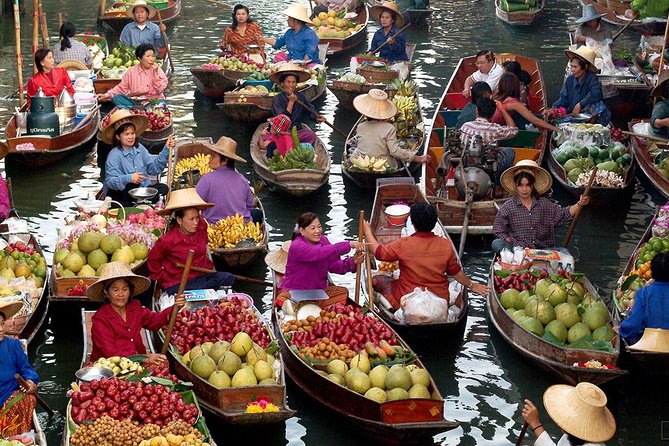 From Bangkok : Damneon Saduak Floating Market & Erawan Waterfall - Long-tail boat on the canals: fun, but plan your comfort