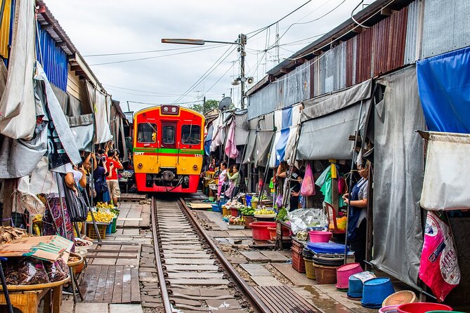 Glamping in Kanchanaburi and Erawan Falls 2 days/1 night - Mae Klong Railway Market: Watching the Train Own the Side Streets