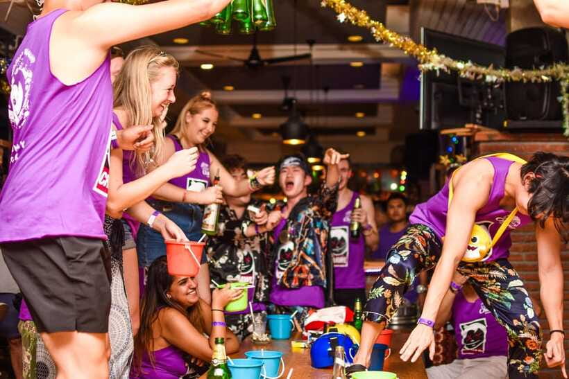 Mad Monkey Bangkok Pub Crawl - Moving toward Khao San Road: the 10:30 PM bar hop moment