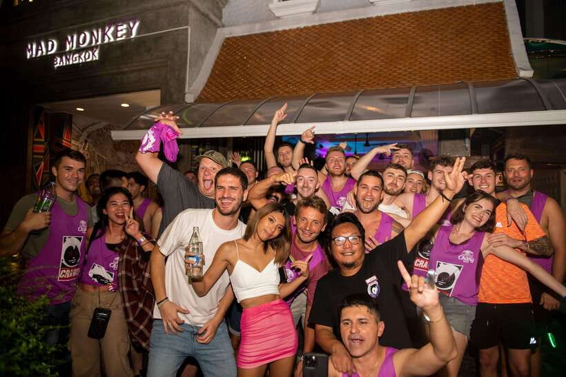 Mad Monkey Bangkok Pub Crawl - Midnight stop at Bucket Bar: ending strong around 12:00 AM