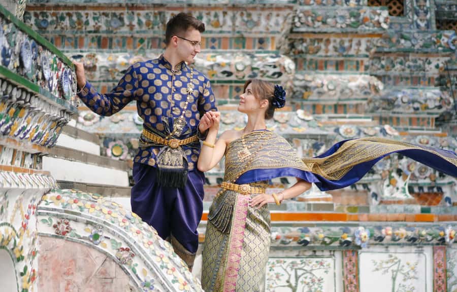 Thai Costume Photographer at Wat Arun/Pho in Bangkok - The Wat Arun Part: River Views and Temple Details That Read on Camera