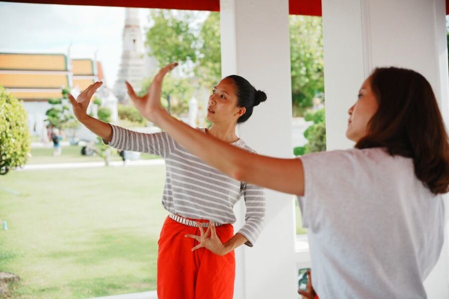 Thai Dance Class - Warm-Up and Dancing Through Three Songs and Poses