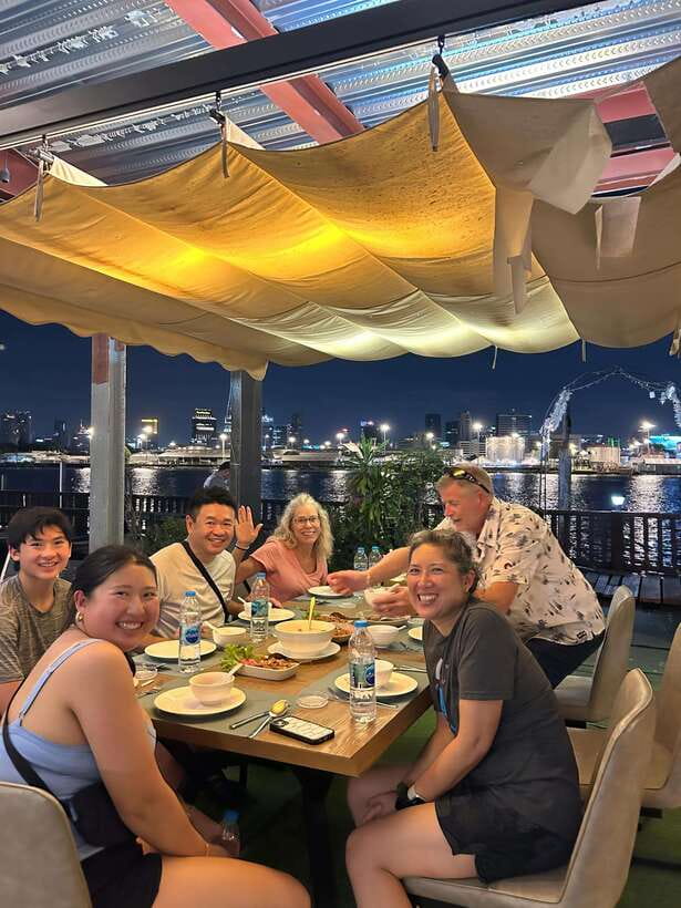 Twilight Firefly Bangkok Bicycle Tour - Riverside dinner with skyline views: Thai comfort food on the water