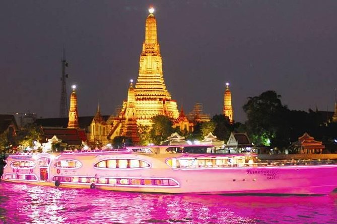 Wonderful Pearl Dinner Cruise - Wat Arun and the Grand Palace, seen as a night silhouette